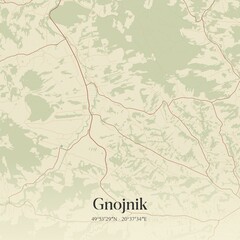 Vintage map of Gnojnik, Poland.