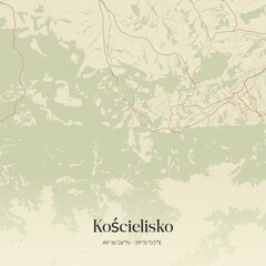 Vintage map of Koscielisko, Poland.