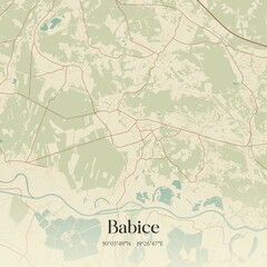 Fototapeta premium Vintage map of Babice, Poland.