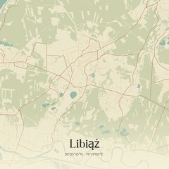 Vintage map of Libiaz, Poland.