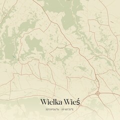 Obraz premium Vintage map of Wielka Wies, Poland.