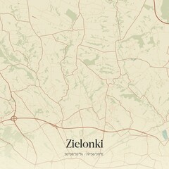 Vintage map of Zielonki, Poland.