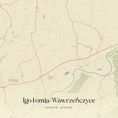 Vintage map of Igolomia-Wawrzenczyce, Poland.