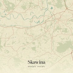 Vintage map of Skawina, Poland.