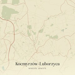 Fototapeta premium Vintage map of Kocmyrzów-Luborzyca, Poland.