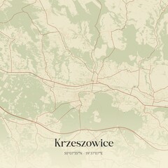 Vintage map of Krzeszowice, Poland.