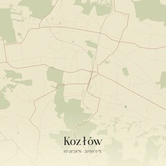 Fototapeta premium Vintage map of Kozlów, Poland.