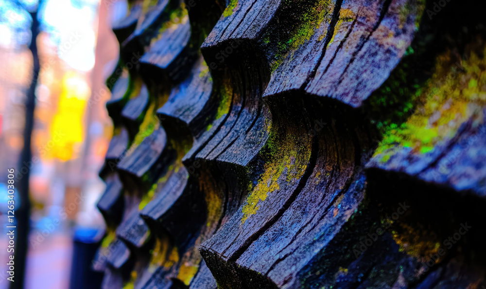 Poster explore the intricate patterns and textures of nature in a stunning close-up of a unique wooden surf
