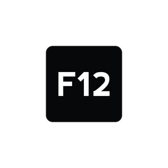 Key with with F12 symbol. Black computer keyboard. Button icon vector illustration. 
