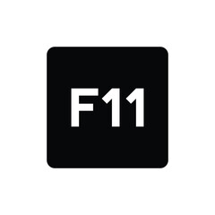 Key with with F11 symbol. Black computer keyboard. Button icon vector illustration. 