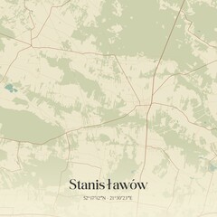Vintage map of Stanislaw�w, Poland.