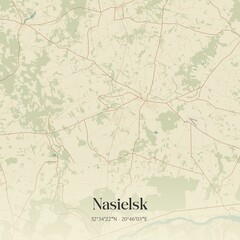 Vintage map of Nasielsk, Poland.