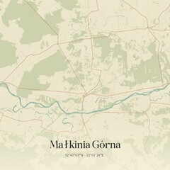 Vintage map of Malkinia G�rna, Poland.