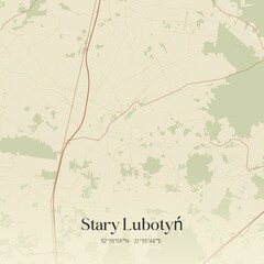 Vintage map of Stary Lubotyn, Poland.