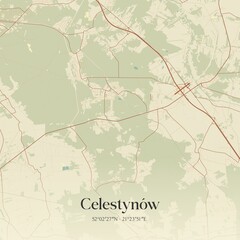 Vintage map of Celestyn�w, Poland.
