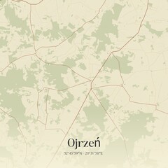 Vintage map of Ojrzen, Poland.