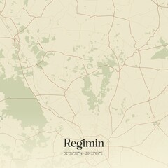 Vintage map of Regimin, Poland.