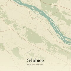 Vintage map of Slubice, Poland.