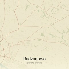 Fototapeta premium Vintage map of Radzanowo, Poland.