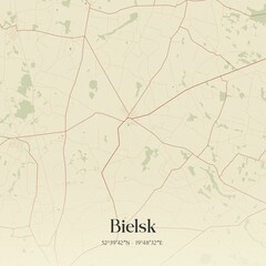 Vintage map of Bielsk, Poland.