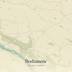 Vintage map of Bodzanów, Poland.