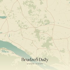 Vintage map of Brudzen Duzy, Poland.