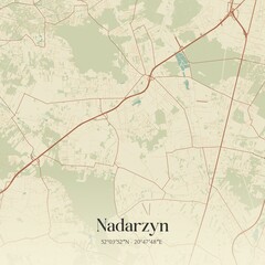 Vintage map of Nadarzyn, Poland.