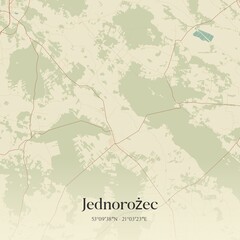 Vintage map of Jednorozec, Poland.
