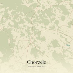 Vintage map of Chorzele, Poland.