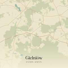 Vintage map of Gielniów, Poland.