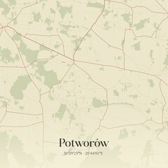 Vintage map of Potworów, Poland.
