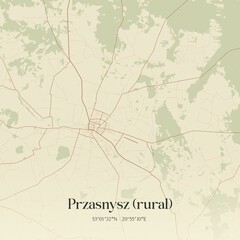 Vintage map of Przasnysz (rural), Poland.