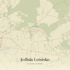 Vintage map of Jedlnia-Letnisko, Poland.