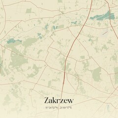 Vintage Map Zakrzew Poland 