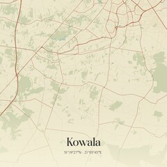 Vintage map of Kowala, Poland.