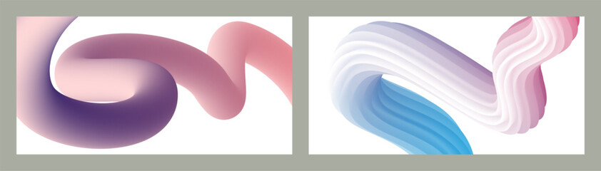 Abstract volumetric background. Cords. set of two illustrations. Toothpaste in a tube. Minimalism. Creative modern background. Cover design, wallpaper, background. eps vector.