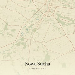 Vintage map of Nowa Sucha, Poland.
