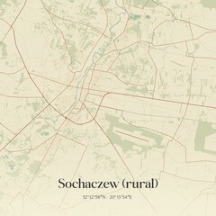 Vintage map of Sochaczew (rural), Poland.