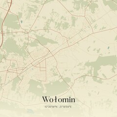 Vintage map of Wolomin, Poland.