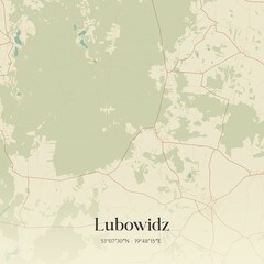 Vintage map of Lubowidz, Poland.