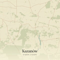 Vintage map of Kazanów, Poland.