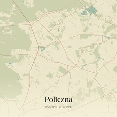 Vintage map of Policzna, Poland.