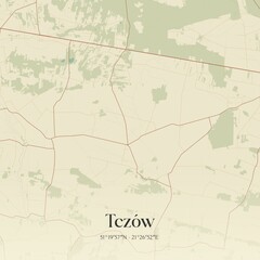 Vintage map of Tczów, Poland.