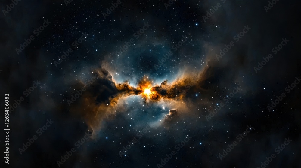 Poster a stunning view of a nebula showcases a vibrant display of colors emanating from the center. cosmic 