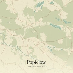 Vintage map of Popielów, Poland.