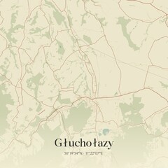 Vintage map of Glucholazy, Poland.
