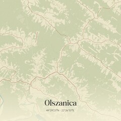 Obraz premium Vintage map of Olszanica, Poland.