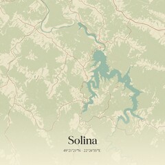 Vintage map of Solina, Poland.