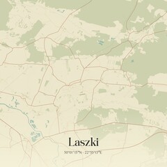 Obraz premium Vintage map of Laszki, Poland.