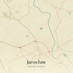Fototapeta premium Vintage map of Jaroslaw, Poland.